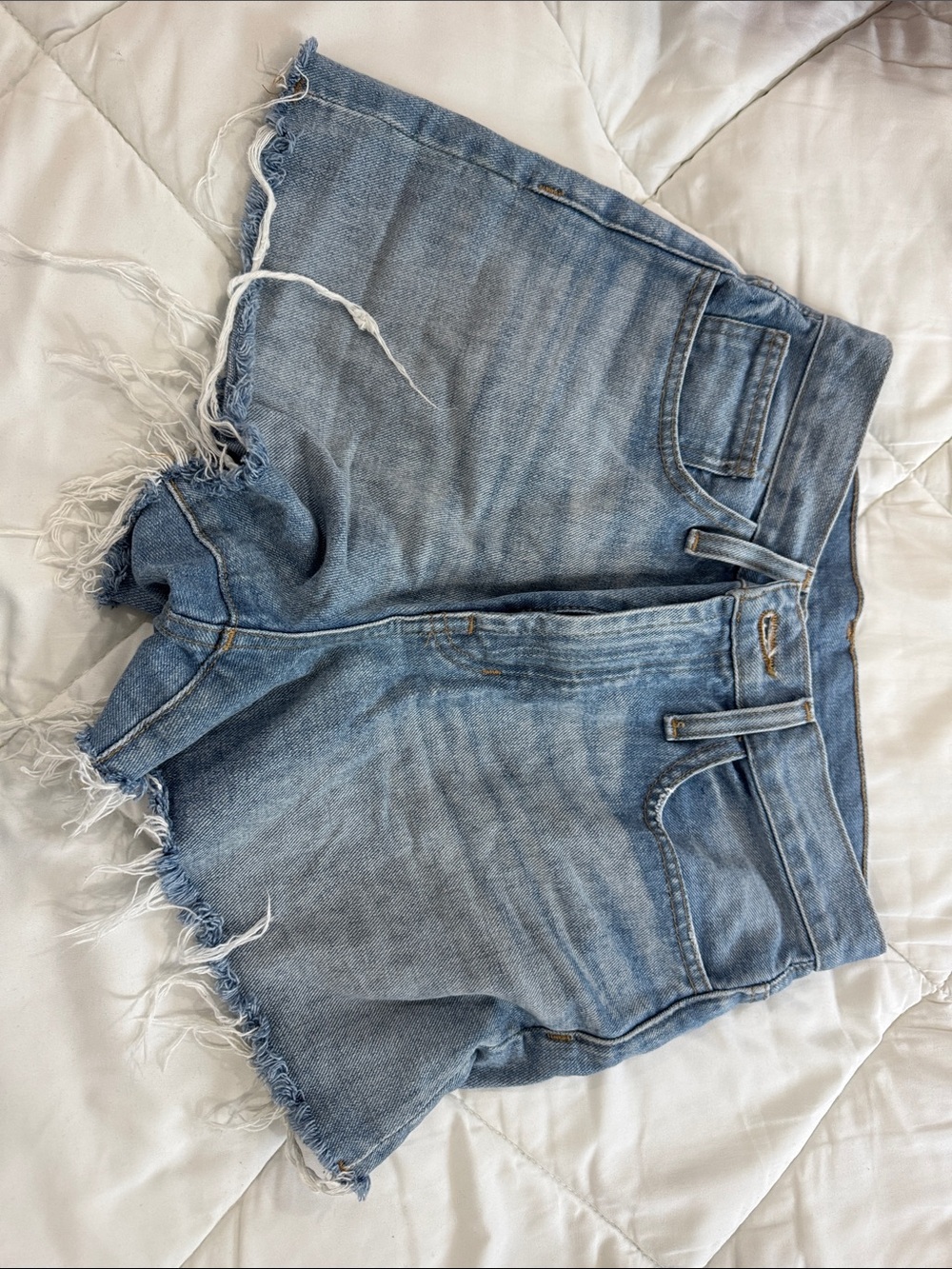 Light Blue Denim Jean Shorts - Classic High-Rise Cut